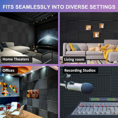 JBER Acoustic Panels Foam Wedges 48pcs 30x30x2.5cm for Soundproof Padding Wall