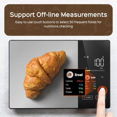 Smart Digital Food Kitchen Scale with Nutritional Calculator, On-Screen Nutrient Info, Free App for Calorie & Macro Tracking, AI Scan, Personal Goals, for Weight Loss and Keto, 11lb/5kg