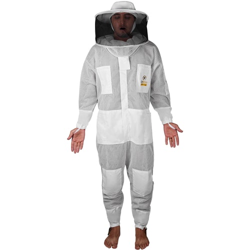 OZBee Premium Full Suit 3 Layer Mesh Ultra Cool Ventilated Round Head Beekeeping Protective Gear Size 5XL