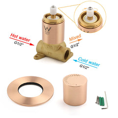 Watermark Round Shower Mixer Brass Hot Cold Water Tap Valve Brushed Rose Gold