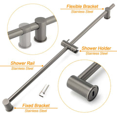 Gun Metal Grey Brass 850mm Long Sliding Rail Bar Swivel Handheld Shower Holder Bracket