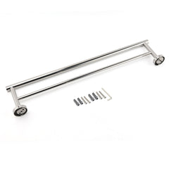 Polished Chrome 600mm Double Towel Rack Holder Stainless Steel Hanger Rail Kit