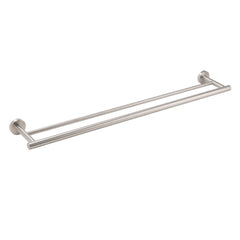 Brushed Nickel 750mm Double Towel Rack Rail Holder Round Hanger Bar Wall Mounted
