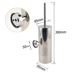 Polished Chrome Silver Round Toilet Brush Wall Mount Holder Cup Stainless Steel