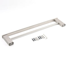 Brushed Nickel Square Towel Rail Rack 600mm Double Hanger Holder Bar Bathroom