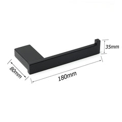 Matt Black Square Cubic Toilet Paper Roll Tissue Roll Holder Rack Wall Hook Kit