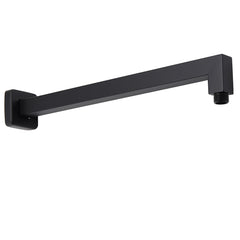 Matt Black Square 8" Rainfall Shower Head & 400mm Brass Straight Wall Mount Arm Set