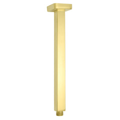 Brushed Gold Square 10" Rainfall Shower Head 30cm Ceiling Dropper Extension Arm Set