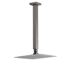Gun Metal Square 8" Rainfall Shower Head 300mm Ceiling Dropper Arm Bath Set WELS