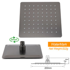 Gun Metal Square 8" Rainfall Shower Head 300mm Ceiling Dropper Arm Bath Set WELS