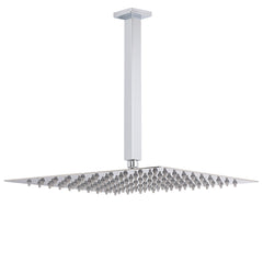 WELS 16" Rainfall Shower Head 300mm Ceiling Dropper Extension Arm Chrome Square Set