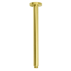 WELS 12" Round Stainless Steel Shower Head Extension Ceiling Arm Set Brushed Gold