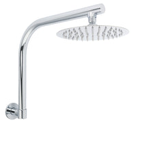 WELS 8" Round Rainfall Shower Head + 360° Swivel Gooseneck Wall Arm Set