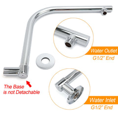 WELS Chrome Round 10" Rainfall Shower Head + 360° Swivel Gooseneck Wall Arm Set