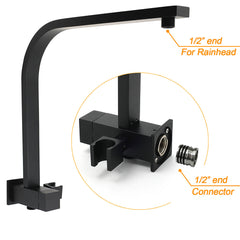WELS Matt Black 8" Shower Head 3 Modes Handheld Gooseneck Arm Square 2in1 Set Mixer