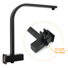 Matt Black Square 10" Thin Shower Head 3 Modes Handheld Gooseneck Arm Twin Set + Mixer