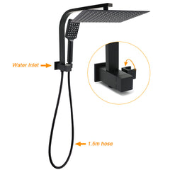 Matt Black Twin Set 12" Large Shower Head 3 Modes Handheld Gooseneck Arm Wall Mixer