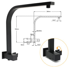 Matt Black Twin Set 12" Large Shower Head 3 Modes Handheld Gooseneck Arm Wall Mixer