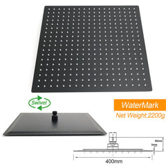 WELS Matt Black Dual Set 16" Extra Large Shower Head 3 Modes Handheld Gooseneck Arm Diverter