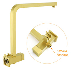 WELS Brushed Gold Twin Shower 8" Rain Head Handheld Diverter Wall Arm Square Mixer