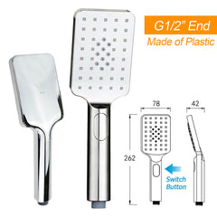 WELS Dual 10" Square Rain Shower Head Handheld Spray Diverter Wall Arm Set