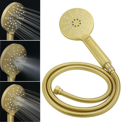 Brushed Gold Round 2in1 8" Shower Head Set Diverter Wall Arm Stainless Steel Handheld Small Face Mixer
