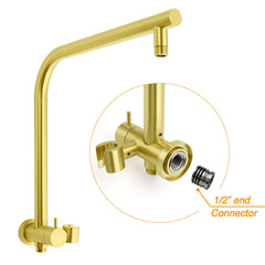 WELS Brushed Gold Large 12" Rain Shower Head Ergonomic Handheld Rose Diverter Twin Taps Combo