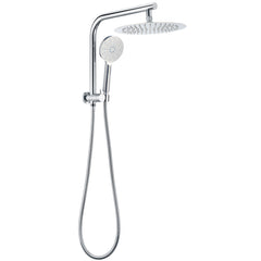 WELS 10" Rain Shower Head Handheld Sliding Rail DIY Twin Set Chrome Round