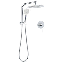 WELS Chrome Round 10" Rain Shower Head Handheld Sliding Rail DIY 2in1 Mixer Set