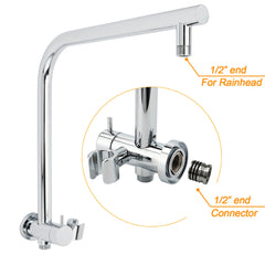 WELS Twin Shower Set 8" Rain Head 3 Modes Handheld Diverter Gooseneck Wall Arm + Mixer