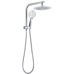 WELS Round 9" Twin Shower Head 3 Modes Handheld Gooseneck Wall Arm 2 in 1 Combo