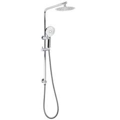 Chrome Round 8" Rainfall Shower Head 3 Modes Handheld Rose Silde Rail Twin Set