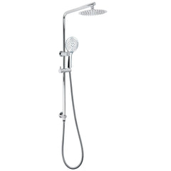 Chrome Double Square 8" Shower Head Set 3 Function Handheld Rail Diverter Arm