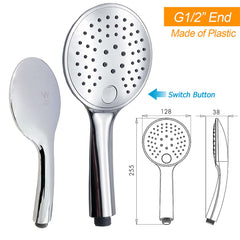 Chrome Double Square 8" Shower Head Set 3 Function Handheld Rail Diverter Arm