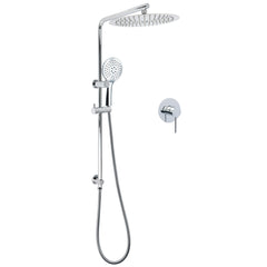 WELS Round Shower Head Handheld Sliding Rail Arm Chrome 12" Rainfall 2in1 Mixer Set