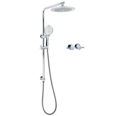 WELS Chrome 9" Plastic Rain Shower Head 3 Modes Handheld Rose Slide Rail Twin Taps