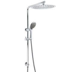 Chrome Dual Shower 12" Slim Rain Head 5 Modes Handheld Sliding Rail Inbuilt Diverter