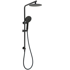 WELS Matt Black Round 2in1 8" Shower Head Sliding Rail Arm 3 Modes Handheld Set
