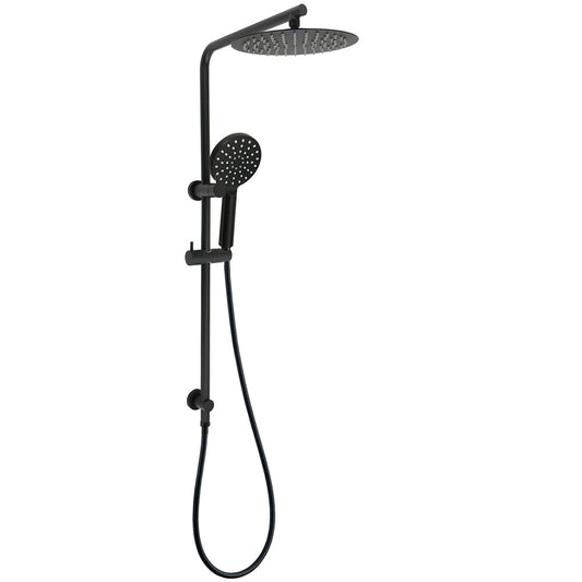 Matt Black 10" Shower Rain Head Handheld Silde Wall Arm Rail Dual Bath Set