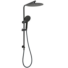 Matt Black Dual Shower 12" Large Shower Rain Head + Handheld Silde Wall Rail Set