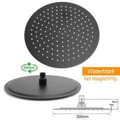 Matt Black Dual Shower 12" Large Shower Rain Head + Handheld Silde Wall Rail Twin Taps Set