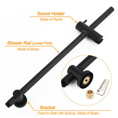 WELS Matt Black 2in1 Round 9" Rainfall Shower Head & 3 Modes Handheld Silde Rail Taps Set