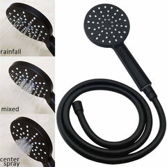 WELS Matt Black 2in1 Round 9" Rainfall Shower Head & 3 Modes Handheld Silde Rail Taps Set