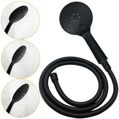 Matt Black Round 8" Shower Head Sliding Rail Arm 3 Modes Handheld Arm Dual Set + Taps