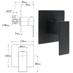 Matt Black Twin Shower Set Square 10" Rain Head 3 Modes Handheld Wall Arm Rail + Mixer