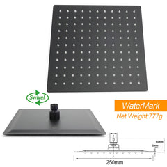 Dual Shower Square Large 12" Rainfall Head 3 Modes Handheld Wall Rail Twin Taps Matt Black