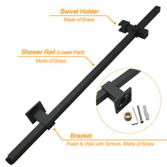 Dual Shower Square Large 12" Rainfall Head 3 Modes Handheld Wall Rail Mixer Matt Black