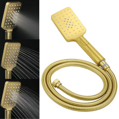 Brushed Gold Square Shower 10" Large Rain Head Handheld Silde Rail Arm 2in1 Set