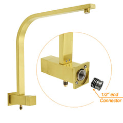 WELS Brushed Gold Square Shower 12" Large Rain Head Handheld Silde Rail Arm 2in1 Set