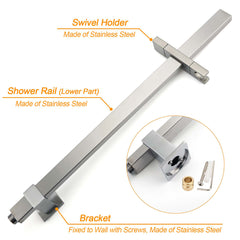 Brushed Nickel Square Twin Shower Set 8" Rain Head 3 Modes Handheld Silding Rail Mixer